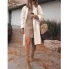 Hooever Women’s Long Cardigan Wool Coat Open Front Pockets Warm Lapel Jacket Coat Fall Outerwear(Beige)