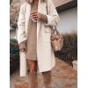 Hooever Women’s Long Cardigan Wool Coat Open Front Pockets Warm Lapel Jacket Coat Fall Outerwear(Beige)