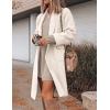 Hooever Women’s Long Cardigan Wool Coat Open Front Pockets Warm Lapel Jacket Coat Fall Outerwear(Beige)