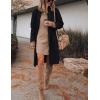 Hooever Women’s Long Cardigan Wool Coat Open Front Pockets Warm Lapel Jacket Coat Fall Outerwear(Black)