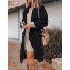 Hooever Women’s Long Cardigan Wool Coat Open Front Pockets Warm Lapel Jacket Coat Fall Outerwear(Black)