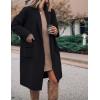 Hooever Women’s Long Cardigan Wool Coat Open Front Pockets Warm Lapel Jacket Coat Fall Outerwear(Black)