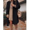 Hooever Women’s Long Cardigan Wool Coat Open Front Pockets Warm Lapel Jacket Coat Fall Outerwear(Black)