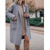 Hooever Women’s Long Cardigan Wool Coat Open Front Pockets Warm Lapel Jacket Coat Fall Outerwear(Greyblue)