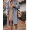 Hooever Women’s Long Cardigan Wool Coat Open Front Pockets Warm Lapel Jacket Coat Fall Outerwear(Greyblue)