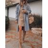 Hooever Women’s Long Cardigan Wool Coat Open Front Pockets Warm Lapel Jacket Coat Fall Outerwear(Greyblue)