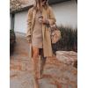 Hooever Women’s Long Cardigan Wool Coat Open Front Pockets Warm Lapel Jacket Coat Fall Outerwear(Khaki)