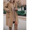 Hooever Women’s Long Cardigan Wool Coat Open Front Pockets Warm Lapel Jacket Coat Fall Outerwear(Khaki)