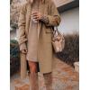 Hooever Women’s Long Cardigan Wool Coat Open Front Pockets Warm Lapel Jacket Coat Fall Outerwear(Khaki)