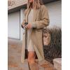 Hooever Women’s Long Cardigan Wool Coat Open Front Pockets Warm Lapel Jacket Coat Fall Outerwear(Khaki)