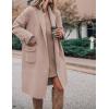Hooever Women’s Long Cardigan Wool Coat Open Front Pockets Warm Lapel Jacket Coat Fall Outerwear(Pink)