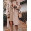 Hooever Women’s Long Cardigan Wool Coat Open Front Pockets Warm Lapel Jacket Coat Fall Outerwear(Pink)