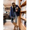 Hooever Women’s Shawl Collar Sweater Oversized Cardigan Open Front Fall Winter Cropped Knit Sweater(Navyblue)