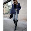 Hooever Women’s Shawl Collar Sweater Oversized Cardigan Open Front Fall Winter Cropped Knit Sweater(Navyblue)