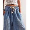 Hooever Women’s Wide Leg Jeans Baggy Boyfriend Elastic Hem Denim Pants with Drawstring Waist(Lightblue)