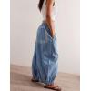 Hooever Women’s Wide Leg Jeans Baggy Boyfriend Elastic Hem Denim Pants with Drawstring Waist(Lightblue)