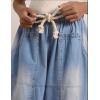 Hooever Women’s Wide Leg Jeans Baggy Boyfriend Elastic Hem Denim Pants with Drawstring Waist(Lightblue)
