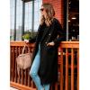 Hooever Women’s Winter Double Breasted Wool Coat Drop Shoulder Long Sleeve Notch Lapel Long Trench Coat(Black)