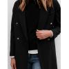 Hooever Women’s Winter Double Breasted Wool Coat Drop Shoulder Long Sleeve Notch Lapel Long Trench Coat(Black)