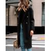 Hooever Women’s Winter Double Breasted Wool Coat Drop Shoulder Long Sleeve Notch Lapel Long Trench Coat(Black)