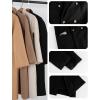 Hooever Women’s Winter Double Breasted Wool Coat Drop Shoulder Long Sleeve Notch Lapel Long Trench Coat(Black)