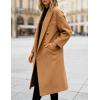 Hooever Women’s Winter Double Breasted Wool Coat Drop Shoulder Long Sleeve Notch Lapel Long Trench Coat(Khaki)