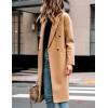 Hooever Women’s Winter Double Breasted Wool Coat Drop Shoulder Long Sleeve Notch Lapel Long Trench Coat(Khaki)