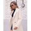 Hooever Women’s Winter Wool Coat Casual Notch Lapel Single-Breasted Peacoat(Beige)