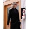 Hooever Women’s Winter Wool Coat Casual Notch Lapel Single-Breasted Peacoat(Black)