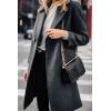Hooever Women’s Winter Wool Coat Casual Notch Lapel Single-Breasted Peacoat(Darkgrey)