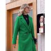 Hooever Women’s Winter Wool Coat Casual Notch Lapel Single-Breasted Peacoat(Green)