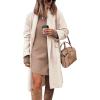 imageHooever Womens Long Cardigan Wool Coat Open Front Pockets Warm Lapel Jacket Coat Fall OuterwearBeige
