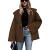 Hooever Women’s Shawl Collar Sweater Oversized Cardigan Open Front Fall Winter Cropped Knit Sweater(Brown)