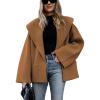 Hooever Women’s Shawl Collar Sweater Oversized Cardigan Open Front Fall Winter Cropped Knit Sweater(Caramel)