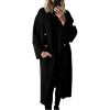 Hooever Women’s Winter Double Breasted Wool Coat Drop Shoulder Long Sleeve Notch Lapel Long Trench Coat(Black)
