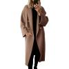 Hooever Women’s Winter Double Breasted Wool Coat Drop Shoulder Long Sleeve Notch Lapel Long Trench Coat(Camel)
