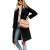 Hooever Women’s Winter Wool Coat Casual Notch Lapel Single-Breasted Peacoat(Black)