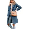 Hooever Women’s Winter Wool Coat Casual Notch Lapel Single-Breasted Peacoat(Blue)