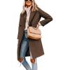 Hooever Women’s Winter Wool Coat Casual Notch Lapel Single-Breasted Peacoat(Brown)
