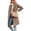 Hooever Women’s Winter Wool Coat Casual Notch Lapel Single-Breasted Peacoat(Camel)