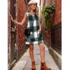 Hooever Plaid Overall Dress for Women Round Neck A Line Skirtall Jumper Mini Dress Pinafore with Pockets(Green)