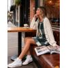 Hooever Plaid Overall Dress for Women Round Neck A Line Skirtall Jumper Mini Dress Pinafore with Pockets(Green)