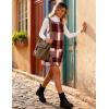 Hooever Plaid Overall Dress for Women Round Neck A Line Skirtall Jumper Mini Dress Pinafore with Pockets(Wine)