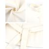 Hooever Women Batwing Sleeve Ponchos Pea Coat Wool Bland Stand Collar Jacket Winter Cropped Overcoat(Beige)