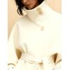 Hooever Women Batwing Sleeve Ponchos Pea Coat Wool Bland Stand Collar Jacket Winter Cropped Overcoat(Beige)