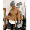 Hooever Women Batwing Sleeve Ponchos Pea Coat Wool Bland Stand Collar Jacket Winter Cropped Overcoat(Khaki)