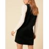 Hooever Women Corduroy Overall Dress V Neck A Line Skirtall Jumper Mini Dress Pinafore with Pockets(Black)
