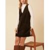 Hooever Women Corduroy Overall Dress V Neck A Line Skirtall Jumper Mini Dress Pinafore with Pockets(Brown)