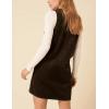 Hooever Women Corduroy Overall Dress V Neck A Line Skirtall Jumper Mini Dress Pinafore with Pockets(Brown)