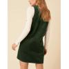 Hooever Women Corduroy Overall Dress V Neck A Line Skirtall Jumper Mini Dress Pinafore with Pockets(Green)